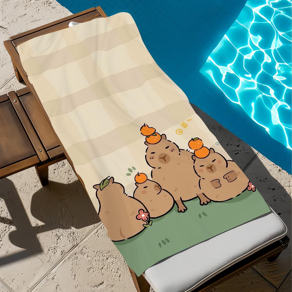 Cute C-capybara Towel Large Quick-Drying Microfiber soft Beach Towel for Travel Fitness Sauna Bathing Camping