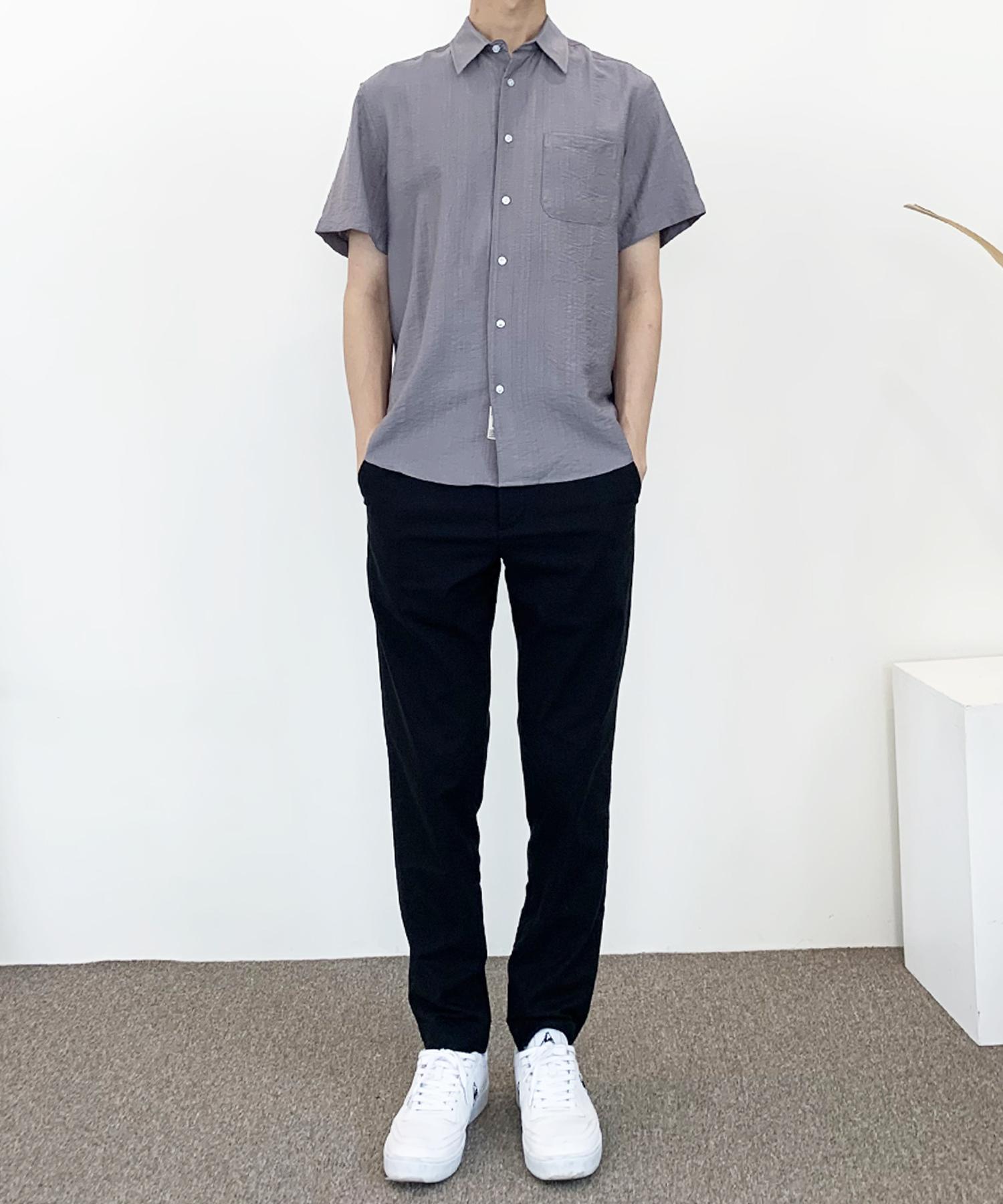 The Shirt Studio Charcoal Loose Fit Rayon Blend Solid Short Sleeve Shirt 100