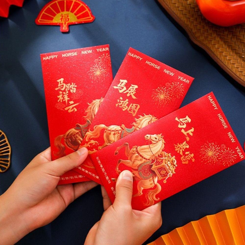 6pcs 2026 Horse Year New Year Red Envelopes Spring Festival Envelope  Marriage Ceremony