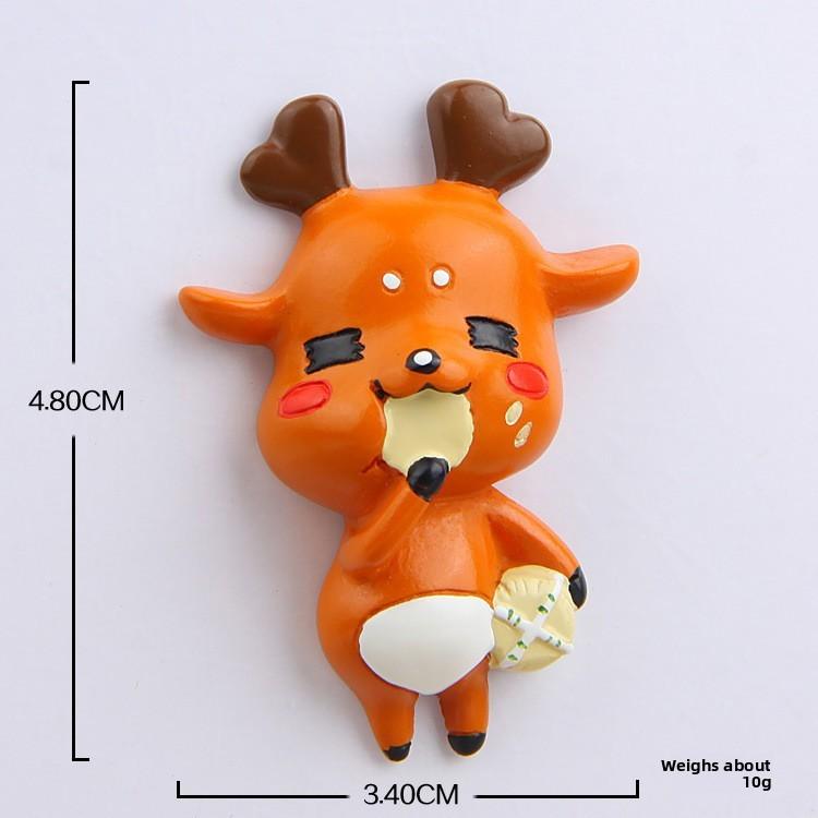 Cute Cartoon Reading Drinking Tea Eating Food Deer Magnetic Decor Refrigerator