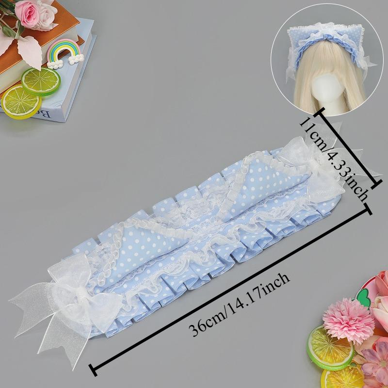 1Pcs Millennium Y2k Polka Dot Cat Ear Headband Harajuku Retro Hair Accessories Subculture Dopamine Headgear Atmosphere