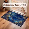 Tapete de Chão de Veludo Cristal Tema Cósmico Espacial Nome Personalizado Texto Tapete Quente Decoração de Casa