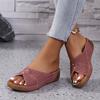 Fashion Fashion Platform Slippers for Women Summer Open Toe Med Heels Sandals Shoes for Women Slides 2025 Light Non-Slip Beach Flip Flop