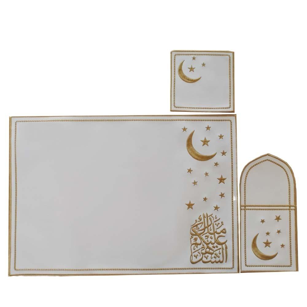 

3pcs Smooth Moon Dish Pad Star Insulation Pads Set Luxury Eid Al-Fitr Table Mat Family Gatherings белый