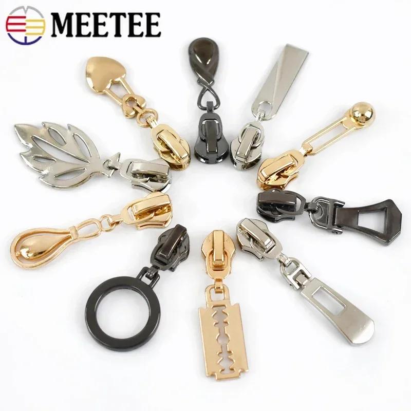 5/10Pcs Meetee 5# Zipper Sliders for Metal Nylon Resin Zips Clothes Bag Zippers Pull Head Repair Kit Garment Sewing Accessories