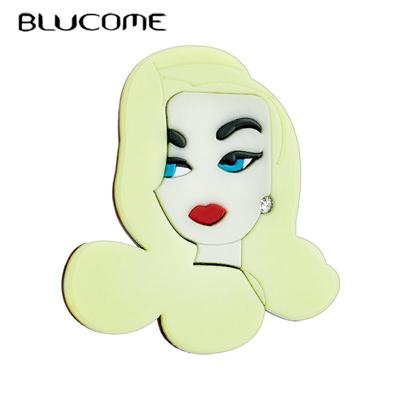 Yellow Hair Lady Brooches Women's Stylish Acrylic Material Badge New Trends Birthday Gifts Pins Accessory Jewelry