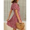 Women's Summer Fashion: Floral Print, Short-Sleeve, Fitted V-Neck A-Line Dress
