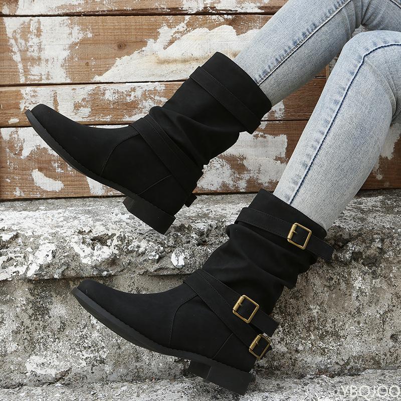 New casual versatile women's boots spring autumn fashionable comfortable pointed thick heeled women's boots