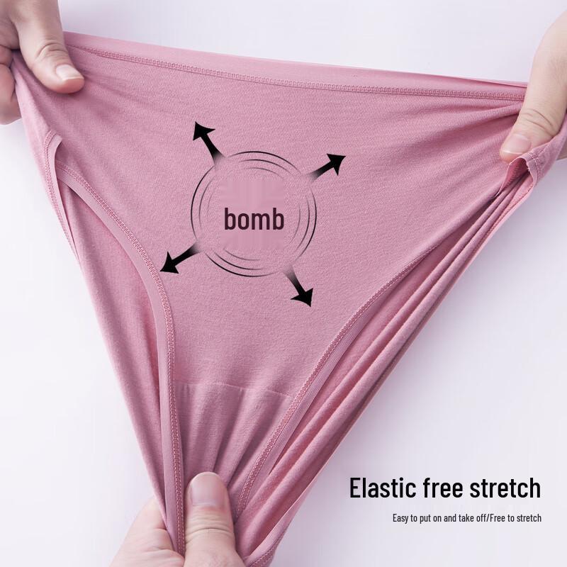 Yiershuang Women's 100% Cotton 7A Antibacterial Low-Rise Briefs 3-Pack