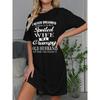 Summer Women's Nightgown Cute Round-Neck Short-Sleeve Dachshund Print Dress—Comfortable and Breathable Loungewear for Home