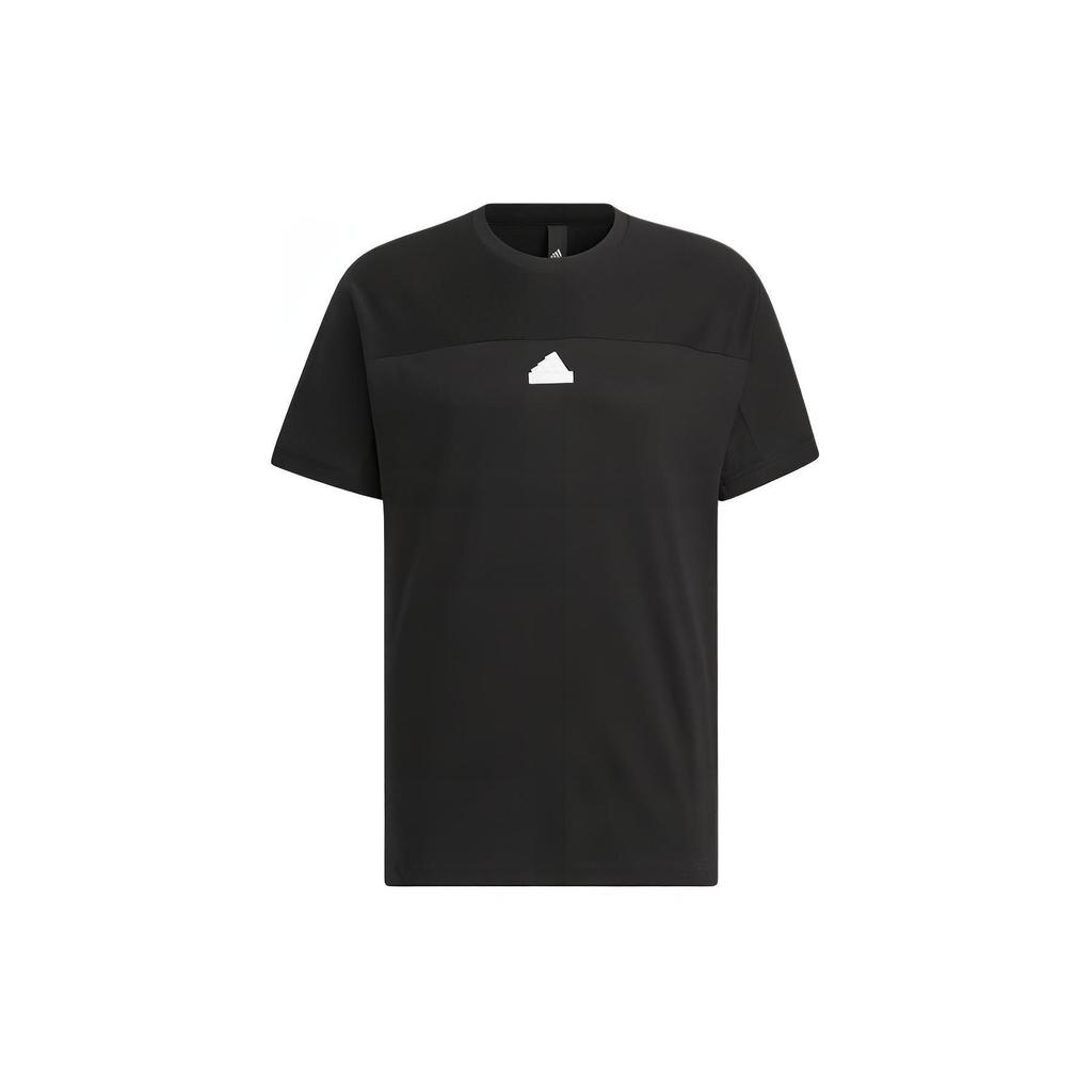 Adidas Knitted Loose Breathable Comfortable Round Neck Sport Short Sleeve T-Shirt Men Tops Black IT3937