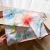 Contrast Color Large Flower Simulation Silk Printing Silk Scarf Small Square Scarf High-end Shawl Sunscreen Neck Scarf Headscarf Scarf