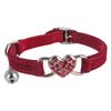 Pet Supplies Heart-shaped Flocked Rhinestone Bell Collar