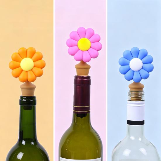 Sunflower Silicone Bottle Stopper, Creative Wine Seal for Home, Reusable Leakproof Cap for Beer Oil Bottle