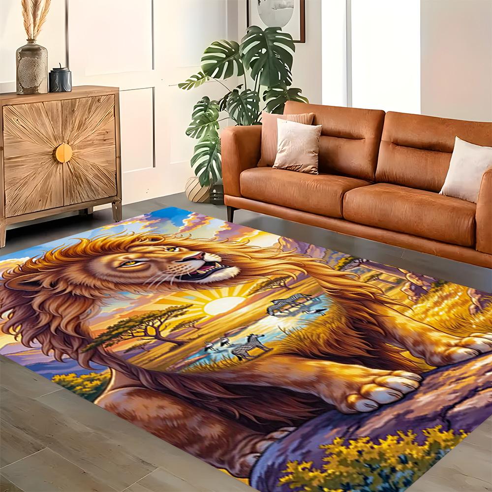 Lion Family In The Forest for Living Room Rug, BedRoom Rug, Study Room Rug, Hallway Decoration, Perfect for Home Decoration or Holiday Gifts