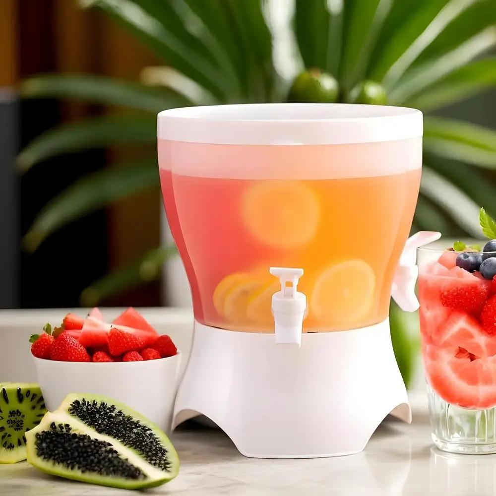 with Faucet Rotating Beverage Dispenser 3 Compartment Cold Water Bucket Drink Kettle  Juice