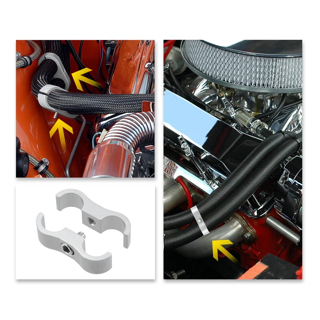 X AUTOHAUX Car Hose Separator Clamp Fuel Line Connector for Oil Fuel Hose Aluminum Alloy AN6 Silver Tone 2pcs