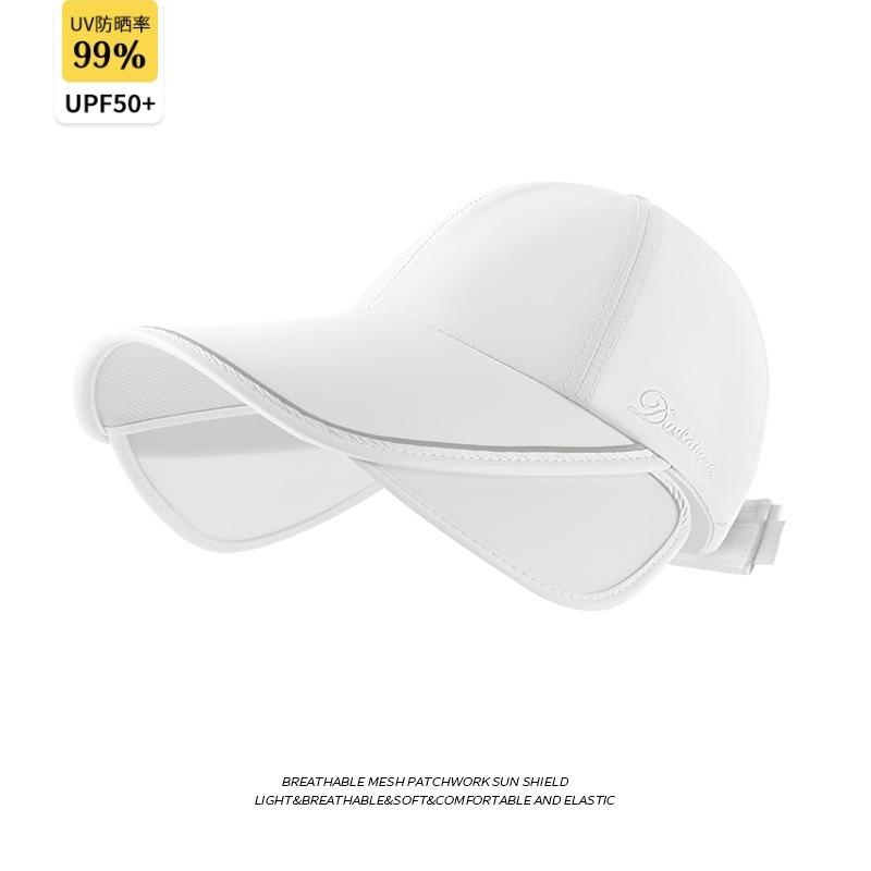 Empty Top Sun Hat Women's Summer Sports Sun Protection Hat UV Protection Face Cover Large Brim Retractable Pull Plate Sun Hat