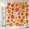Cortina de Chuveiro com Flores Retrô Marrom Laranja Groovy Girassol Tecido Vintage Anos 70 Conjunto de Cortinas de Chuveiro Para Decoração de Banheiro 72X72 Polegadas