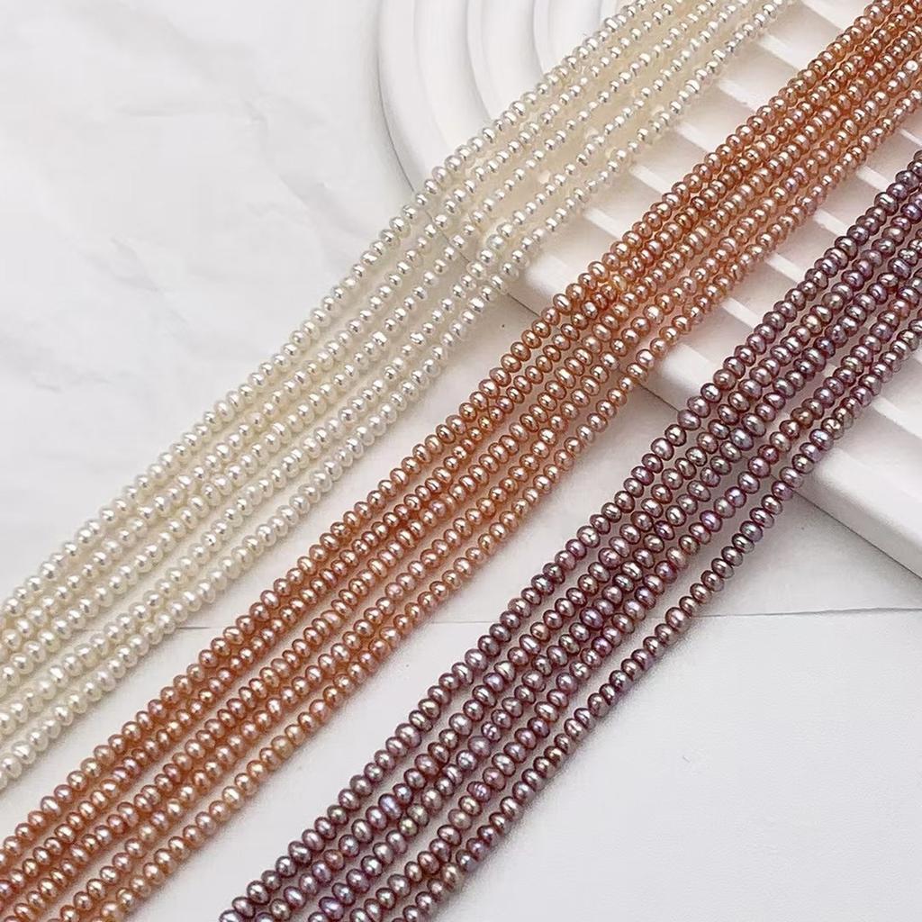 1 Strang, 3-3,5mm Flache Künstliche Perlen zum Schmuckbasteln DIY Halskette, Armband, Fußkettchen Dekorative Accessoires, Einzigartiges Geburtstagsgeschenk 36cm