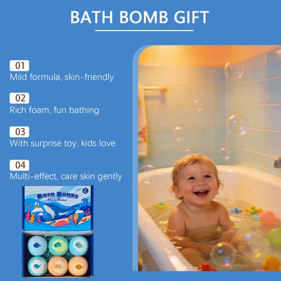 Bath Bombs with Built-In Bath Bubble Toys Skin-Friendly Bubble Bath Set Animal