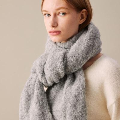 SILN Long Cloud Boucle Knit Muffler (GREY)
