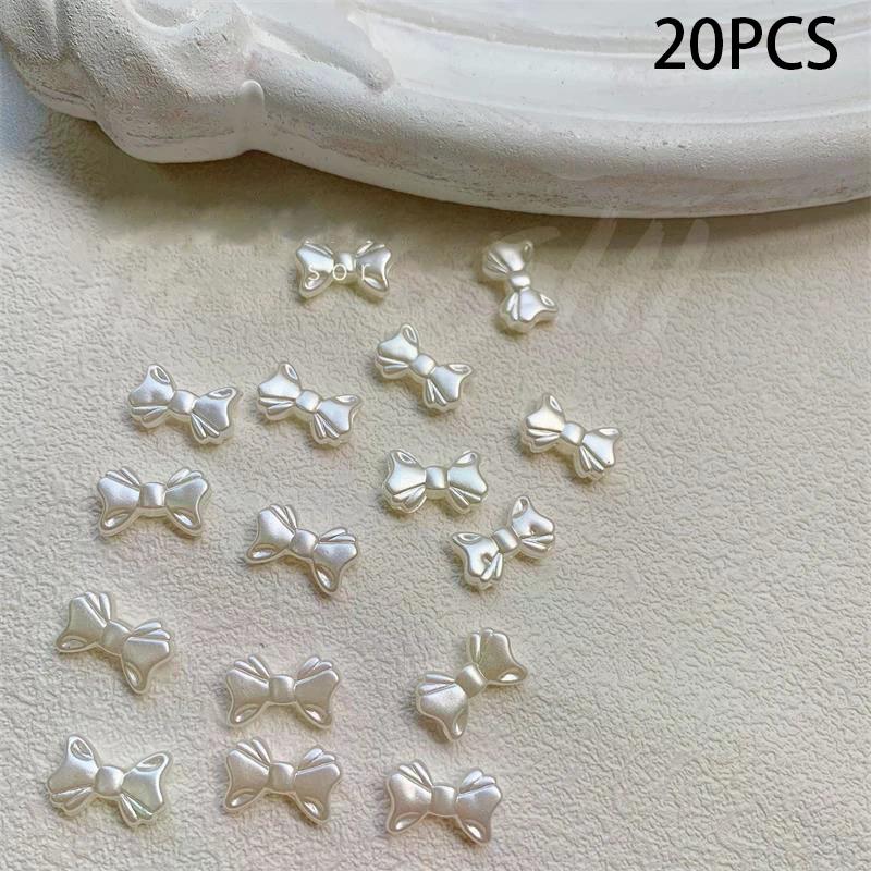 Accessory 20 Pcs/bag Pearl White Retro French Simple Bowknot Nail Art Accessories Elegant Gentle 3d Resin Diy