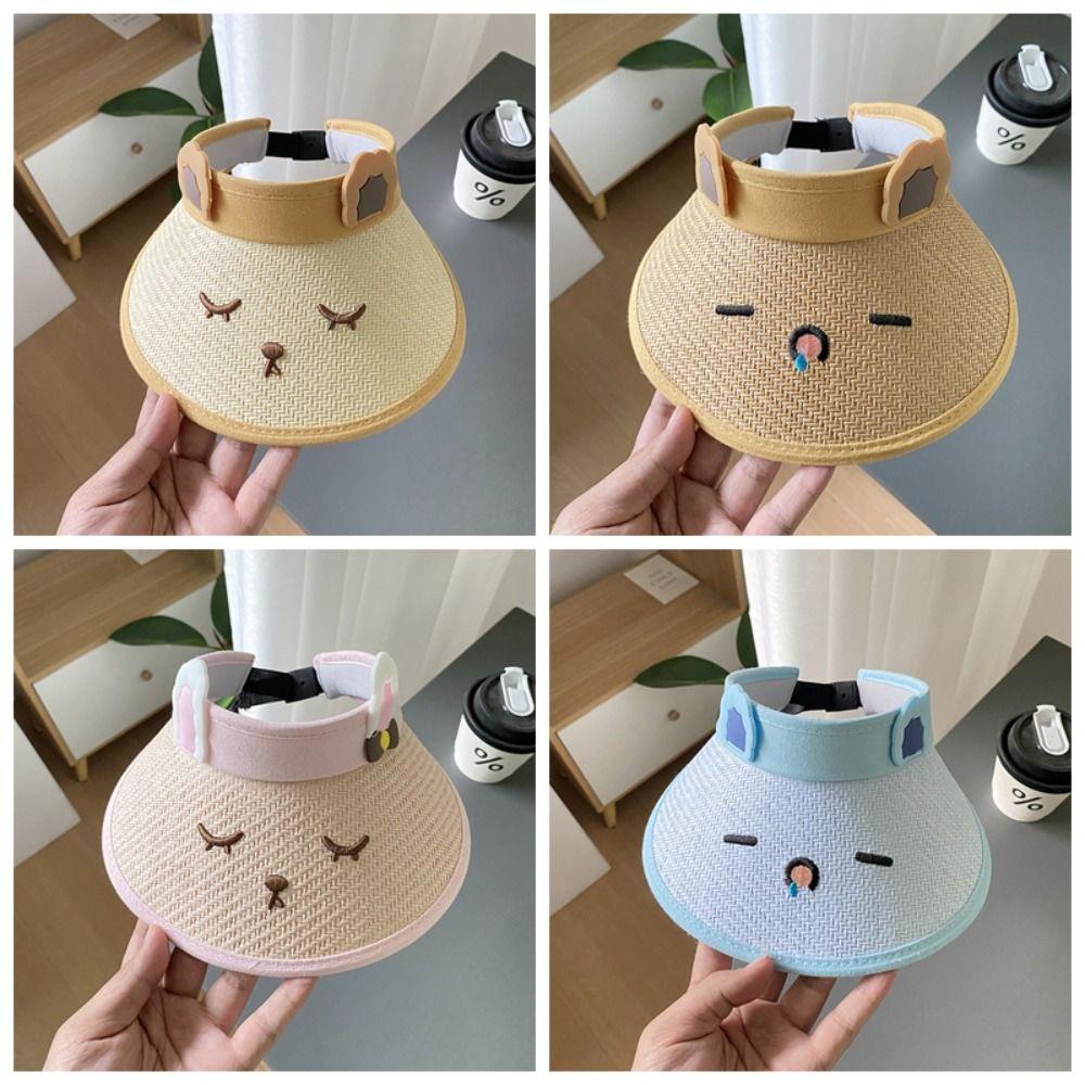 Sun Hat Children Straw Sun Hat Shading Hat Children's Visor Hat Cartoon Sunshade Hat  Beach