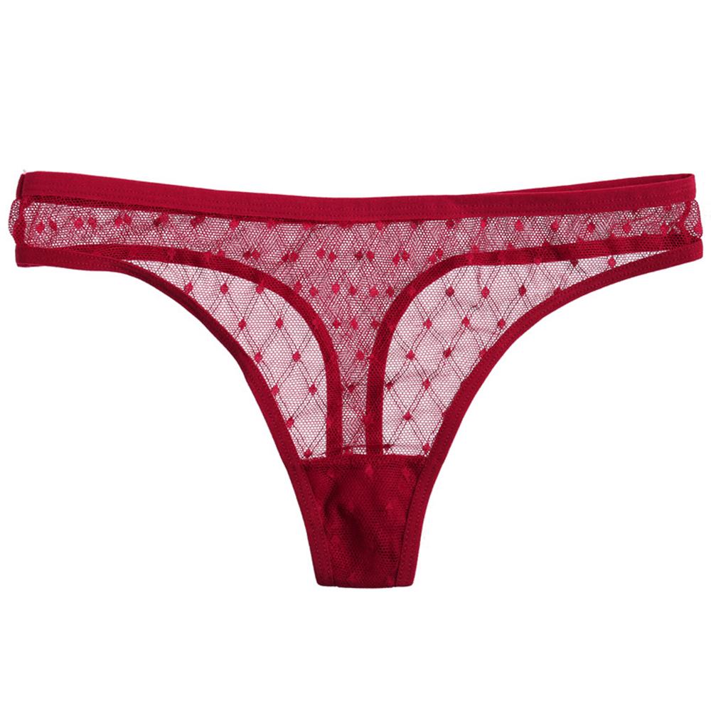 Underwear Size M-XL Low-Waist T-back Transparent Lace Briefs Lace Thongs Sexy G-string Dots Panties