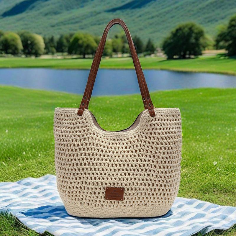 

Ainanfeng Chio2n Beach Holiday Woven Tote Bag Female 2025 New Arrival Summer Large Capacity Shoulder Straw Bag Brown straw