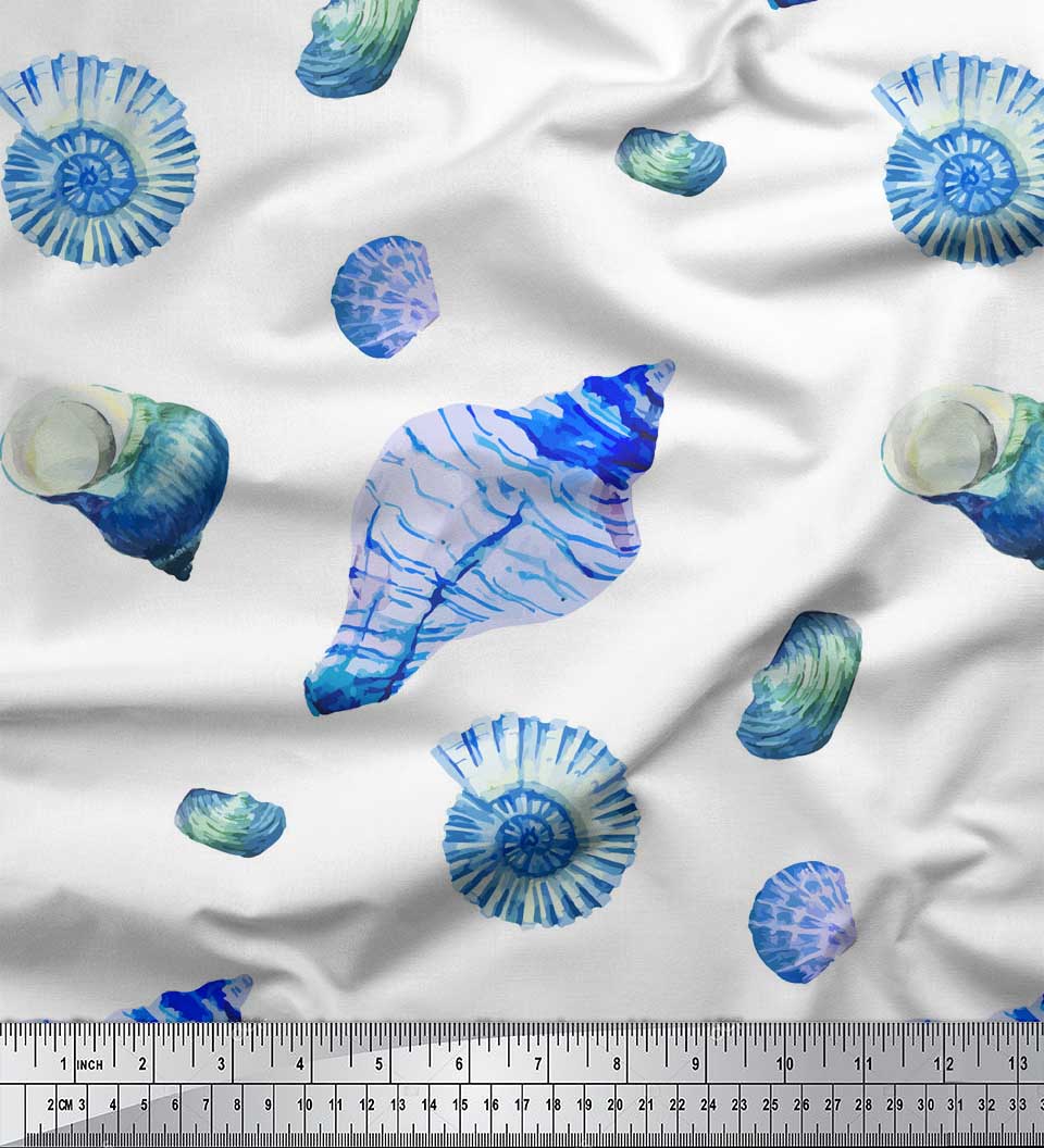 

Тканина для рукоділля Soimoi Grey Japan Crepe Satin Shells Тканина для рукоділля з принтом океану на метри 42 дюйма 42 Inch Wide - Poly Crepe білий