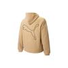 Puma FW22 Худі на блискавці з шерпи з принтом логотипу на спині Унісекс Верхній одяг Кава 539568-20