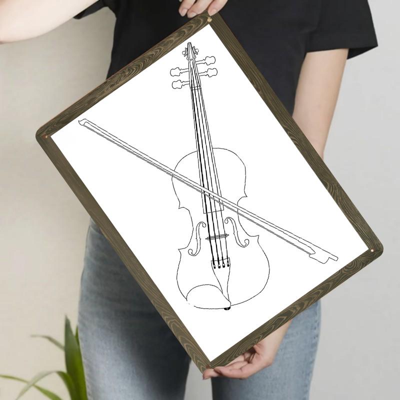

Custom Violin Pattern Metal Iron Painting Home Wall Decor Living Room Bedroom Study Art Hanging Ornament 20x30cm（7.8x11.8inch）
