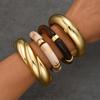 Set da 4 Pezzi Braccialetti da Donna Apribili Regolabili Metallo ad Alta Lucidatura Braccialetti Stratificati Resistenti all'Usura Braccialetti Impilabili Gioielli da Polso