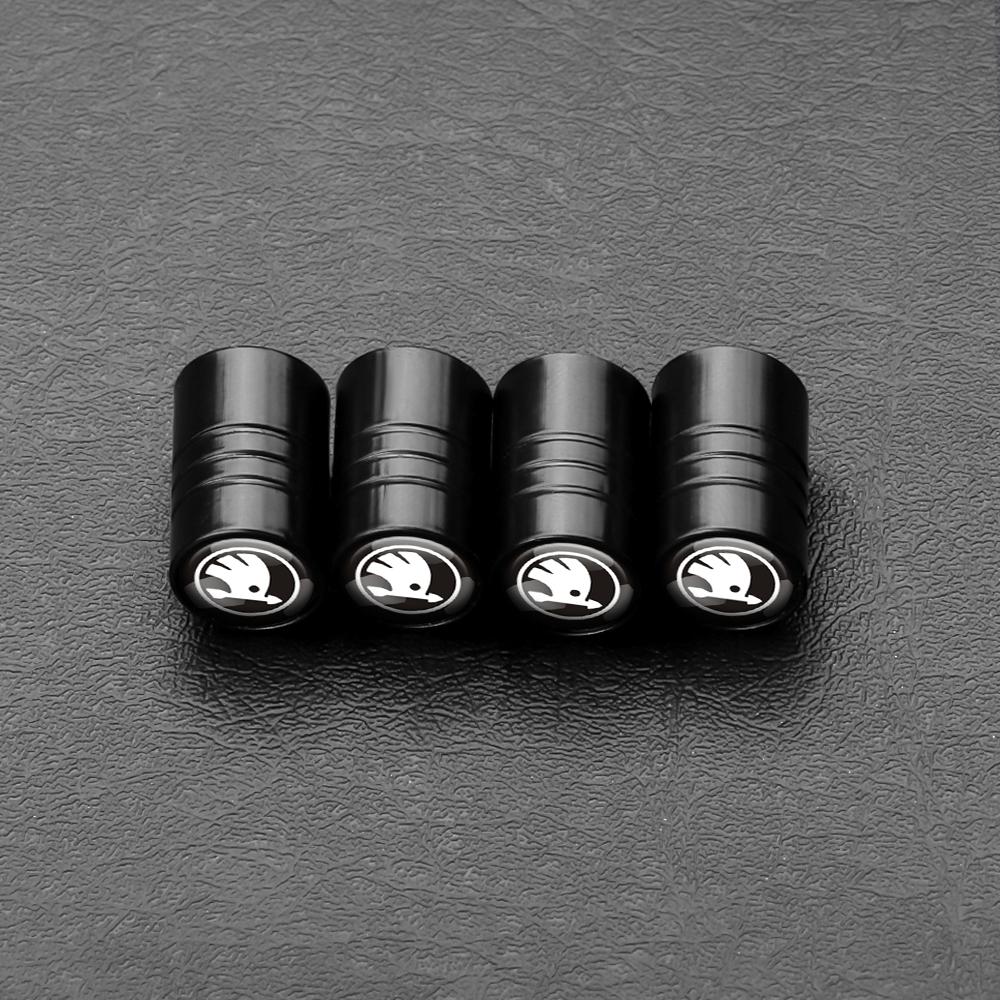 blcr1 4Pcs Car Wheel Tire Valve Stem Cap Auto Accessories For Skoda Kodiaq Octavia Enyaq Kamiq Scala Rapid Superb Karoq Vision RS Yeti
