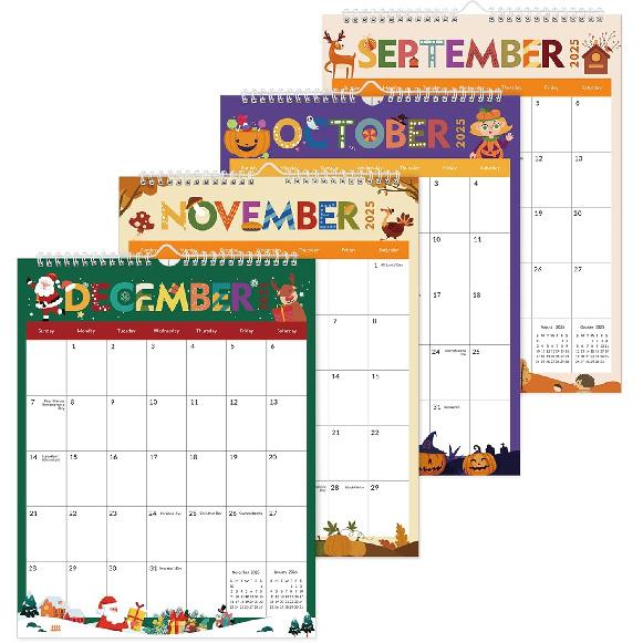 Wall Calendar 2025, 14   x 11   Large Festival Calendar 2025-2026- Runs from November 2024 Until December 2026, Monthly 2025-2026 Wall Calendar for
