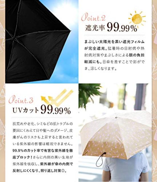 Smallest Class Folding Micro Parasol Teepee Pattern UV Umbrella for Both Sunny and Rainy Days World's 5-fold [99.99% Protection] Off-white