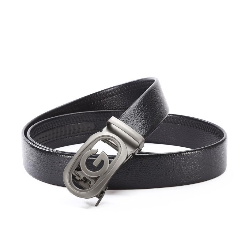 

Мужской ремень с автоматической пряжкой, средний зеленый, с пряжкой в виде буквы, с узором личи 120