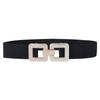 Elegant Rhinestone Women's Leather Belt with Stylish Buckle and Elastic Waistband