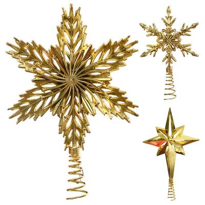 Tragbare goldene Weihnachtsbaumspitze Goldener Stern Weihnachtsbaumspitze für Heim-Feiertagsparty-Dekoration