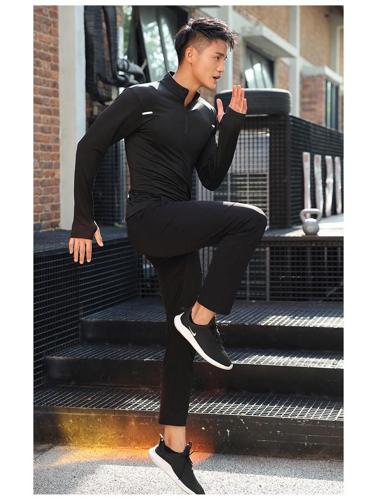 Men's Long Sleeve Half-Zip Quick-Dry Sport Shirt for Running, Training & Morning Runs - Spring, Autumn, Winter.