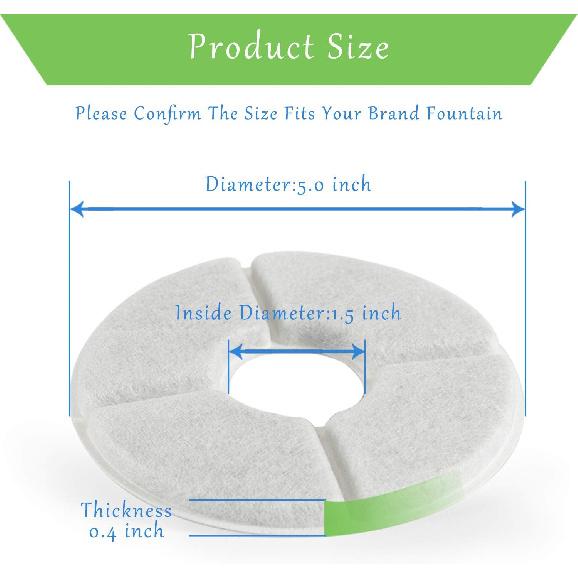 Rarloner Cat Fountain Filters ,8 Pack Pet Water Fountain Replacement Filters, Pet Fountain Filters Suitable for 1.6L Flower Fountains and Most Same