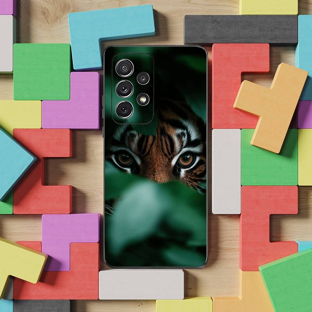 COOL Animal Tiger Phone Case For Samsung S22,S21,S20,S10,S9,S25,S24,S23,Ultra,FE,Plus,Lite,Soft Silicone Black