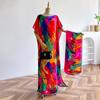 New African Fashion Short Sleeve Colored Pattern Dubai Women Summer Real Silk Soft Printing Loose Tradition Muslim Scraf