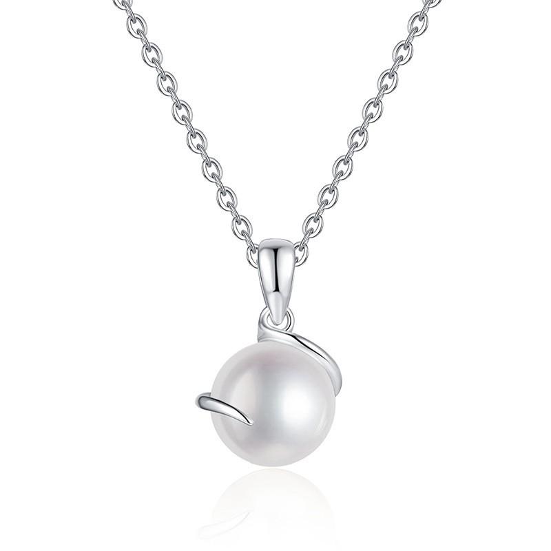 Elegant 8-9mm Freshwater Pearl Necklace Women Round Shape Sterling Chain Minimalist Chic Jewelry 9mm Freshwater Pearl