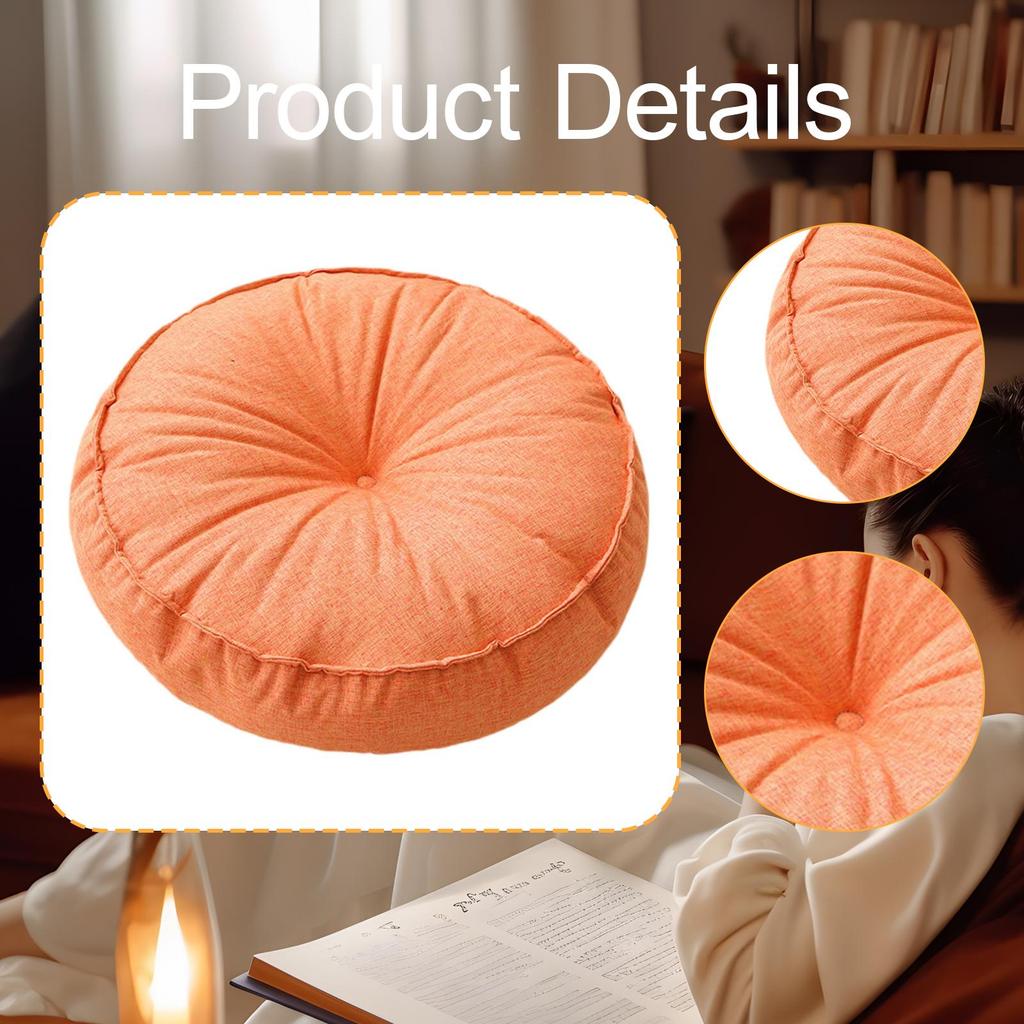 Soft Linen Round Floor Pillow Multi Functional Seat Cushion Decorative Pad for Living Room Bedroom Garden Outdoor