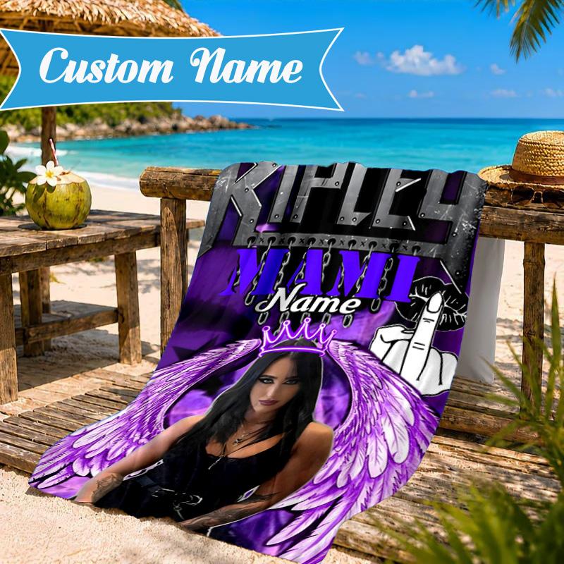 Custom Name Rhea Ripley wrestling Beach Towel Microfiber Beach Towel, Lightweight and Quick-Dry, for Summer Travel, Swimming Pool Gift