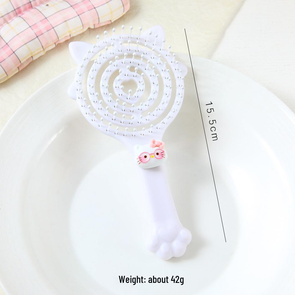 Cartoon Cat Paw Cushion Comb: Cute, Soft, Portable Travel Brush with Heart Massage Design