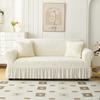 Leaf Texture All-Inclusive Skirt Sofa Cover with Ruffled Trim - Stretchy Polyester-Spandex Blend Fits 1-4 Seater Couches for Living Room, Bedroom