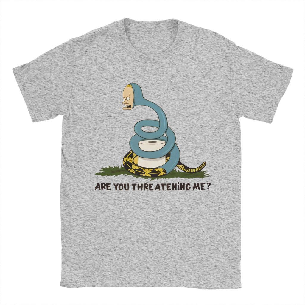 Men TShirts Are You Threatening Me Beavis and ButtHead Casual Cotton Tees Short Sleeve T Shirts Crew Neck Clothes Adult